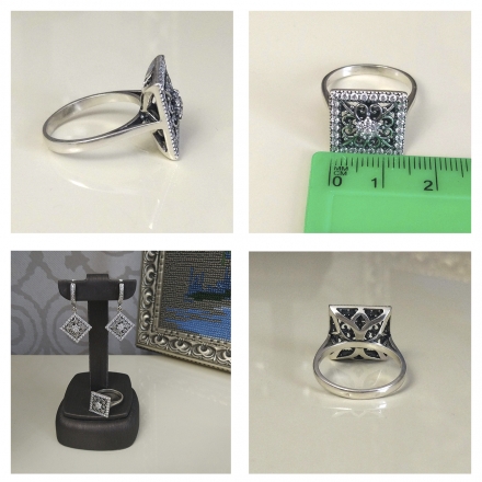 серебряные кольца женские +с камнями купить