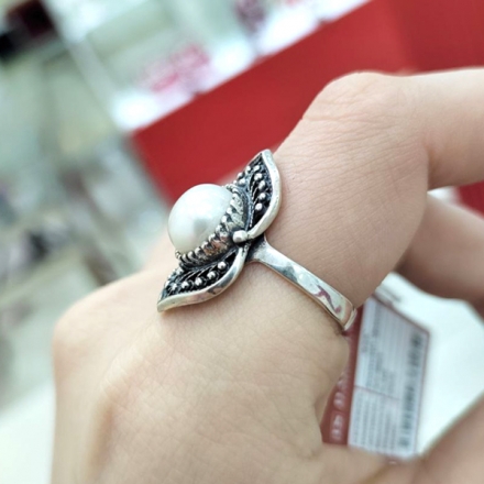 кольцо +с барочным жемчугом серебро