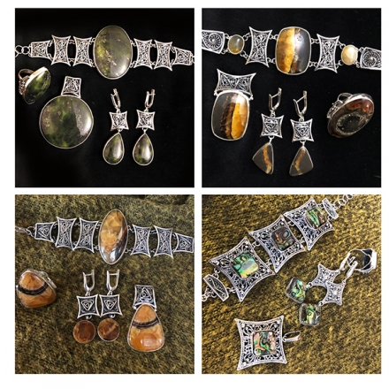 ювелирные изделия +из серебра +с натуральными камнями