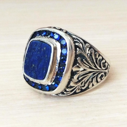 кольцо серебряное +с синим