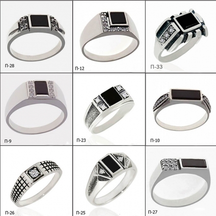 мужское кольцо +с черным камнем серебро