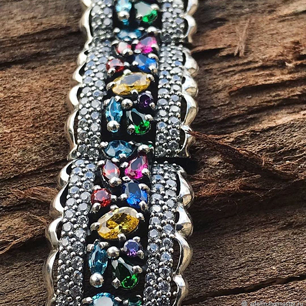 серебряные браслеты +с камнями женские