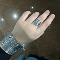 Серебряный браслет+ кольцо без камней