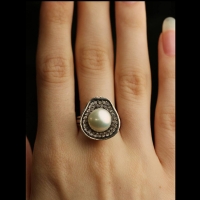 кольцо +с жемчугом серебро купить