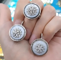 комплект серьги +и кольцо +из серебра