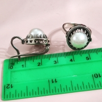 серьги серебряные кольца +с жемчугом