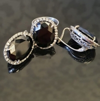 Серьги+кольцо с черным камнем