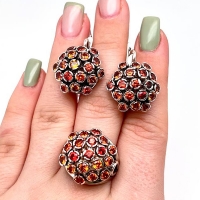серьги серебро +с красным
