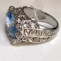 кольцо +с голубым топазом купить