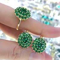 Серьги+кольцо   с зелеными камнями